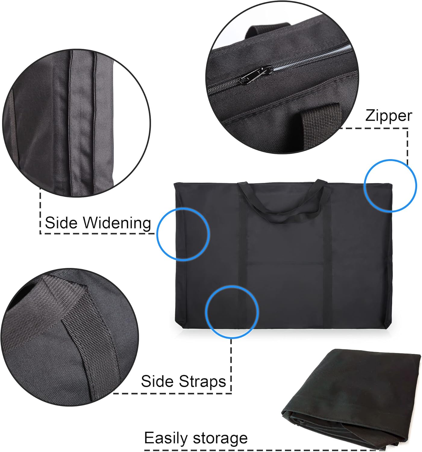 JJRING Dacron Light Weight Art Portfolio Tote Bag. 25'' x 37'' for 24'' x36'' Black Carrying Storage Case For Poster. Sketching. and Drawing - Image 3